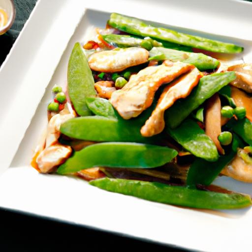 Zesty Stir-fried chicken with Snow Peas and Fresh Ginger