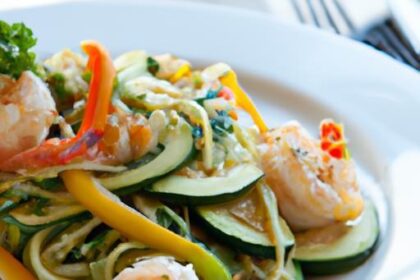 Zesty Zucchini Noodle Stir-Fry with Succulent Shrimp Delight
