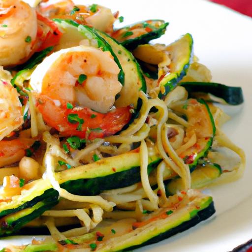 Zesty Zucchini Noodle Stir-Fry with Succulent Shrimp Delight