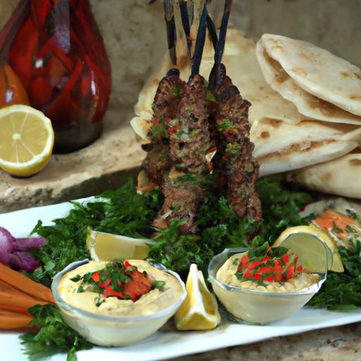 Delicious Lamb Skewers with Hummus & Taboulé Feast