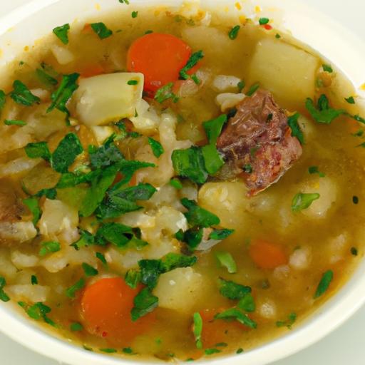 Hearty Beef & Barley Soup Infused with Fresh Garden Herbs