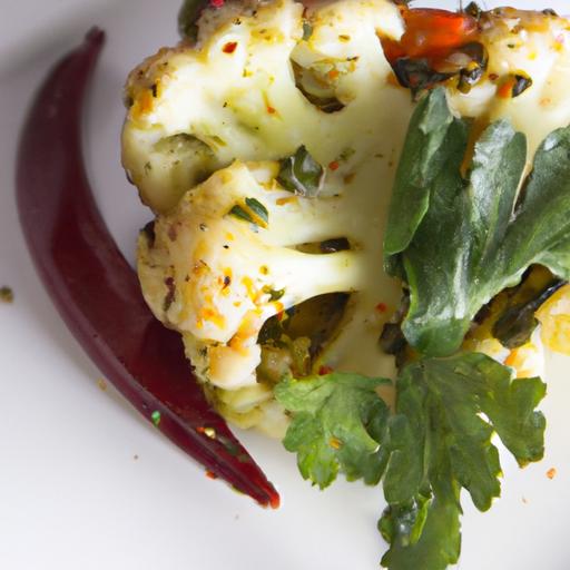 Savor Cauliflower steak with Zesty Chimichurri & Peppers