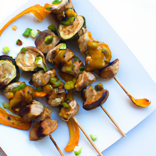 Savory Seitan Skewers Paired with Creamy Peanut Sauce