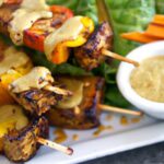 Savory Seitan Skewers Paired with Creamy Peanut Sauce