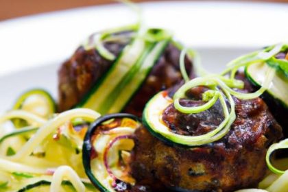 Savor Balsamic Glazed Meatballs Over Zesty Zucchini Noodles