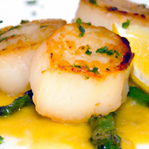 Golden Pan-Seared Scallops Drizzled with Zesty lemon Butter